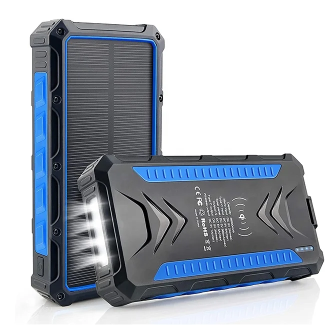 

Waterproof Dual USB Type C Port flash light wireless powerbank portable Cell Phone solar Charger Solar Power Bank 36000mAh