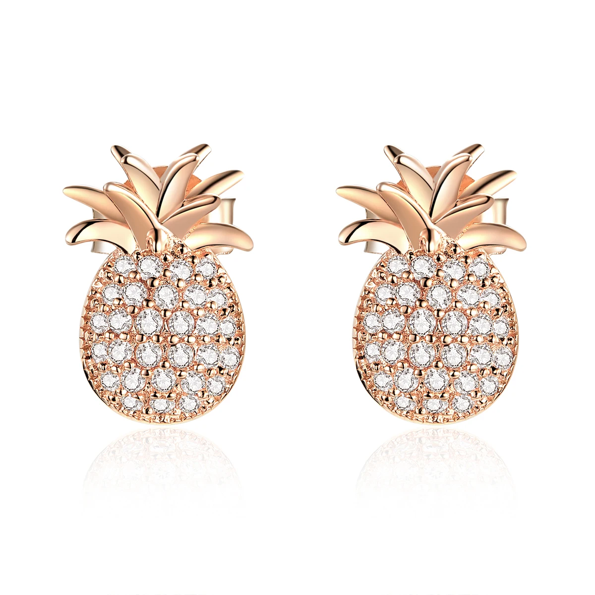 

Cute 925 Sterling Silver Pineapple Rose Gold Plated Stud Earrings for Girls
