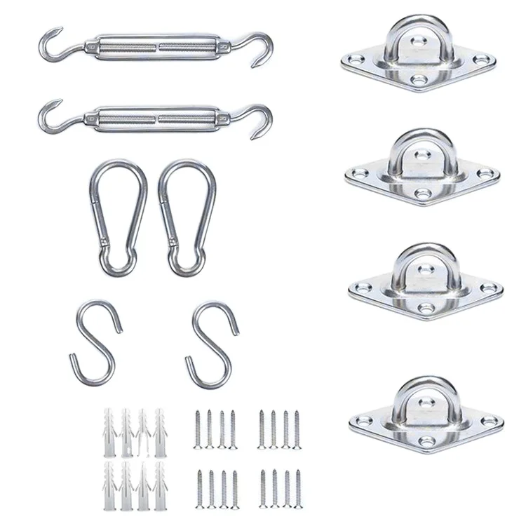 

Heavy Duty Stainless Steel Sun Shade Sail Hardware Kit Installation, Silver