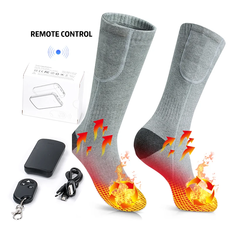 

Unisex Larger Capacity 3.7V 4000mA Rechargeable Battery Thermal Electric Heated Socks for winter skiing fishing camping hiking