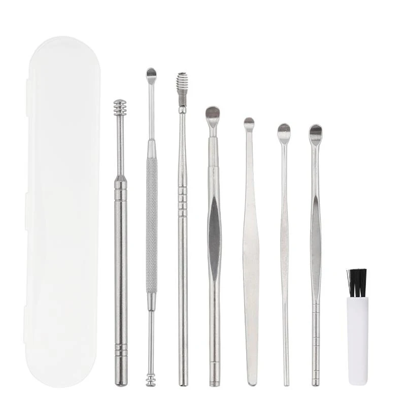 

7 in 1 Stainless Steel Ear Pick Earwax Removal Kit Ear Cleansing Tool Set Ear cleaner, Silver