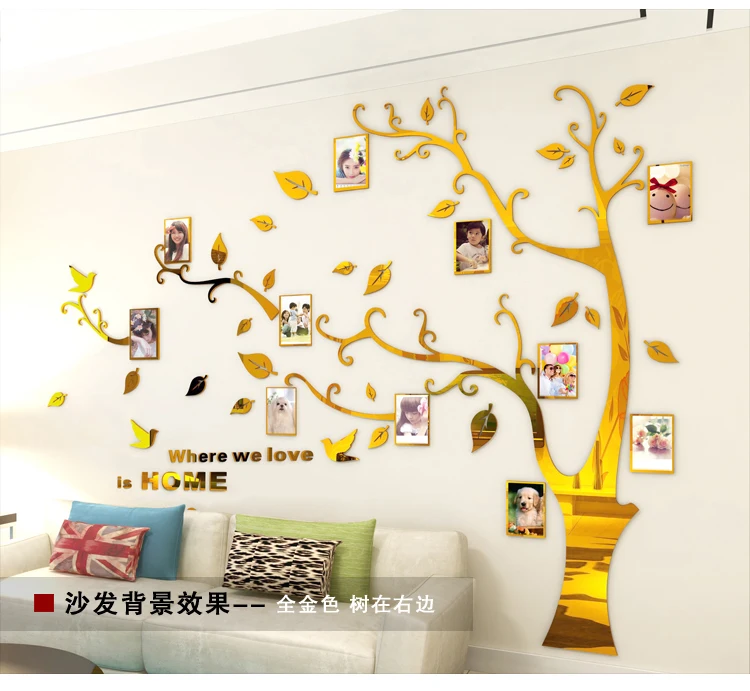 

Family Photo Diy Frame Tree Wall Stickers 200*250cm Arts Home Decoration Living Room Bedroom Decals Posters, Customized color