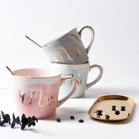 

new fashion European style Mr and Mrs gilded letters marble wedding anniversary ceramic coffee mug