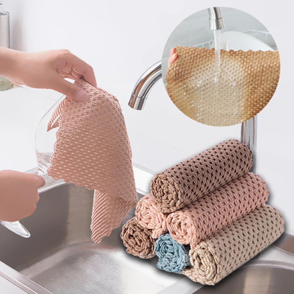 

Durable Kitchen Microfiber Wiping Rag Anti-grease Water Absorption Cleaning Cloth Thickened Dish Towel Rags, Choose