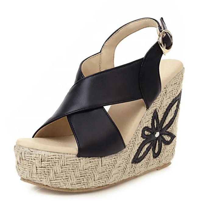 

High Platform Sandals for Women Wedge Heels Sandals High Wedges Pumps Shoes for Big Feet Ladies, Black white apricot