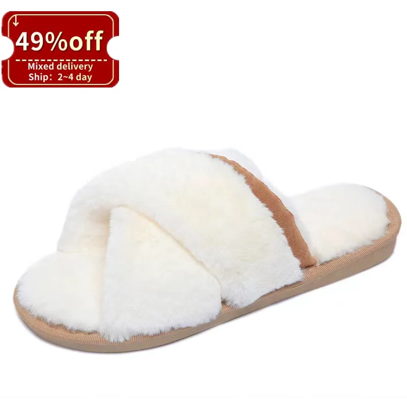 

Women Fur Slippers Fluffy Fox Fur Sandals PVC Rainbow teddy bear slipper Furry Fluffy Fur Slides, Please contact customer service to choose your preferred color