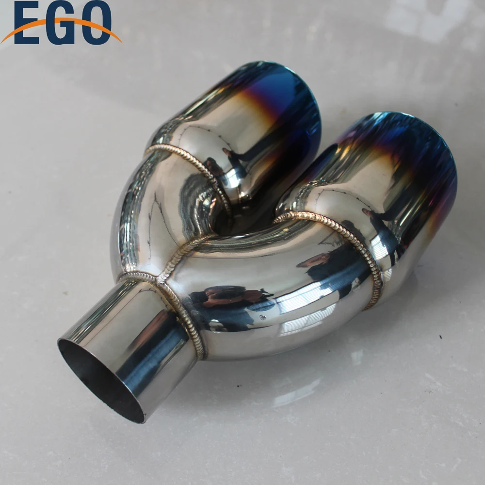 Blue Burnt Exhaust Dual Bevel Tip Polished Stainless Steel 2.5" In 3.5