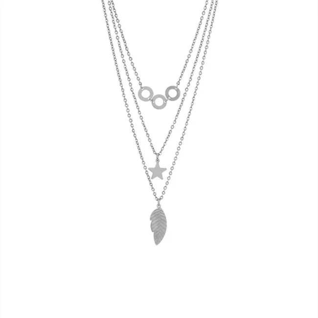 

Simple Geometric Chain Titanium Women Layered Necklace Pendant