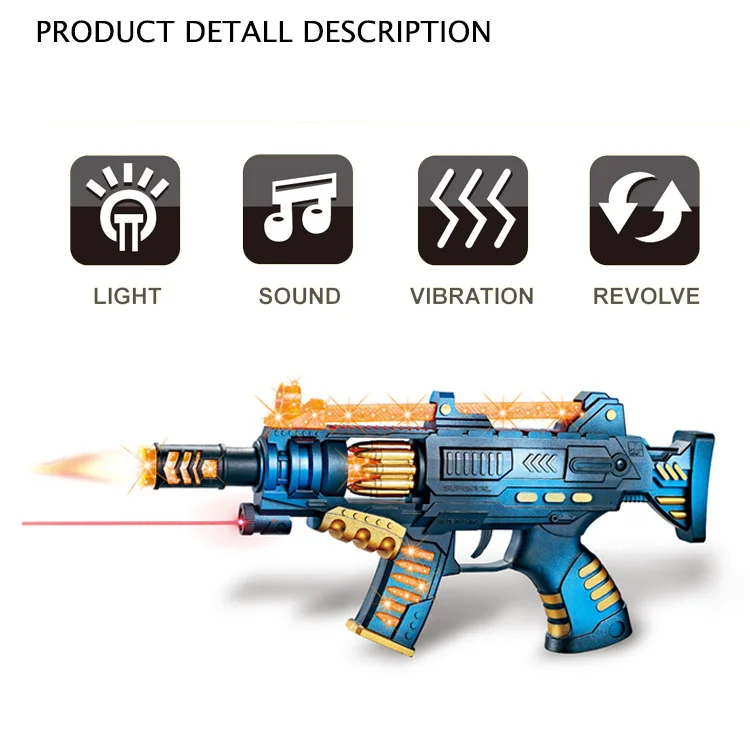 ELECTRIC FLASH TOY SHOT GUN WITH LIGHT SOUND VIBRATION REVOLVE BATTERY OPERATED 