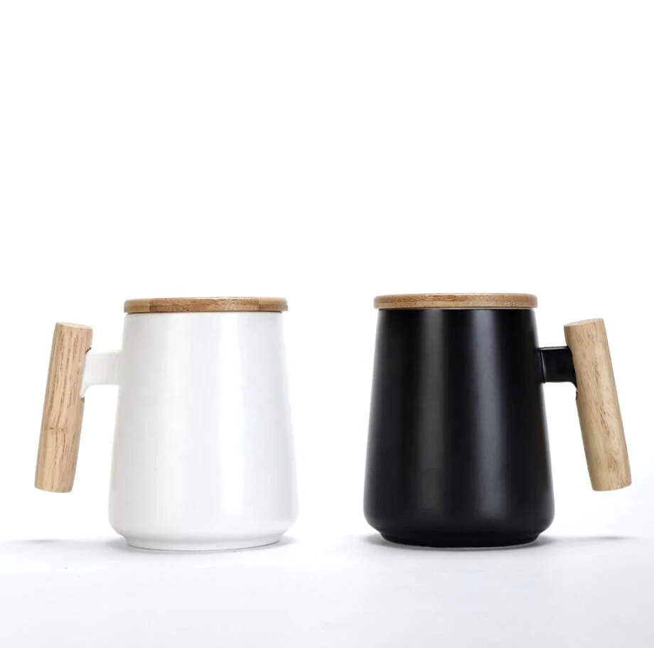 

Hotsale 2020 New Matte Ceramic Coffee Mug 455ml Classic Water Cup Set with Custom Logo with Wooden Handle, Customized color
