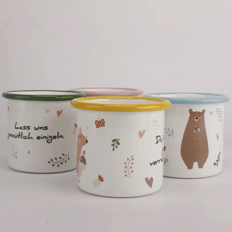 

Camping And Outdoor Small Order Your On Oem Custom Customized White Color Metal Black Matte Manufacturer Logo Large Enamel Mug