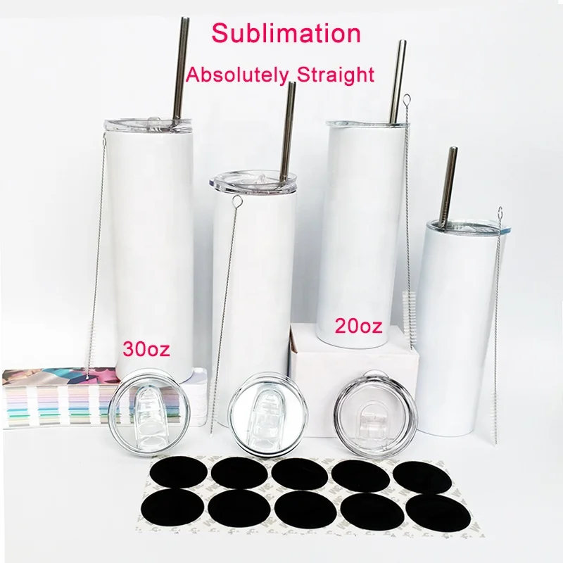 

Factory directly sublimation 20oz30oz Double Wall insulated vacuum stainless steel straight skinny tumblers with straw and brush, Customized color for 20 oz sublimation blanks tumbler