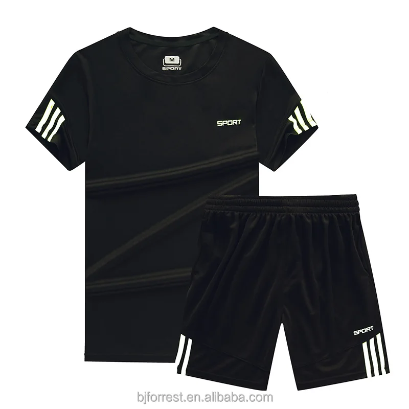 

2021 summer high quality 100% polyester Sports Wear Set Men's Gym running Wear mens 2 piece short set mens summer sets