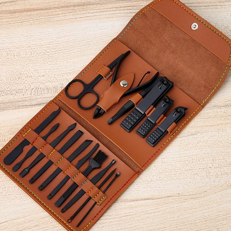 

4 12 16 pcs High Quality Black Nail Scissors Grooming Kit Professional Manicure & Pedicure Set, Rainbow