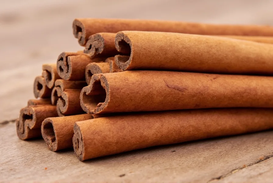 Close-up of Mexican cinnamon sticks being used in traditional Mexican cooking