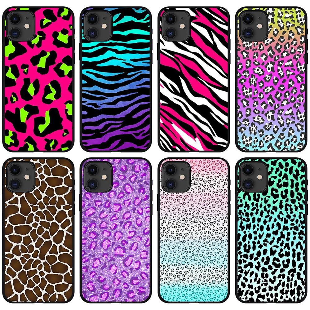 

High Quality Striped Leopard Print Protection Phone Case TPU Cover for iPhone12 11 XR, Customised