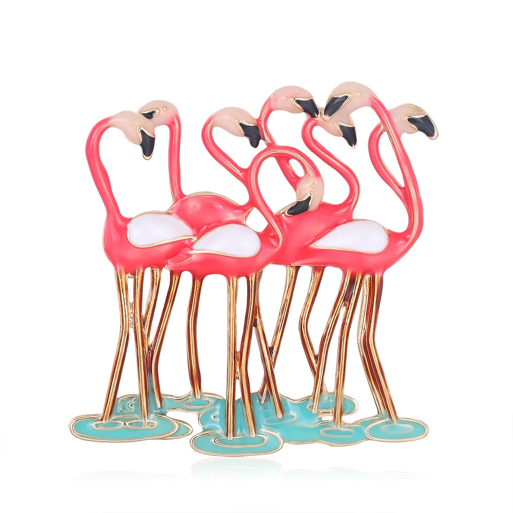 

Enamel Flamingo Birds Brooches for Women New Arrival Red Purple Birds Animal Office Party Casual Brooch Pins Gifts