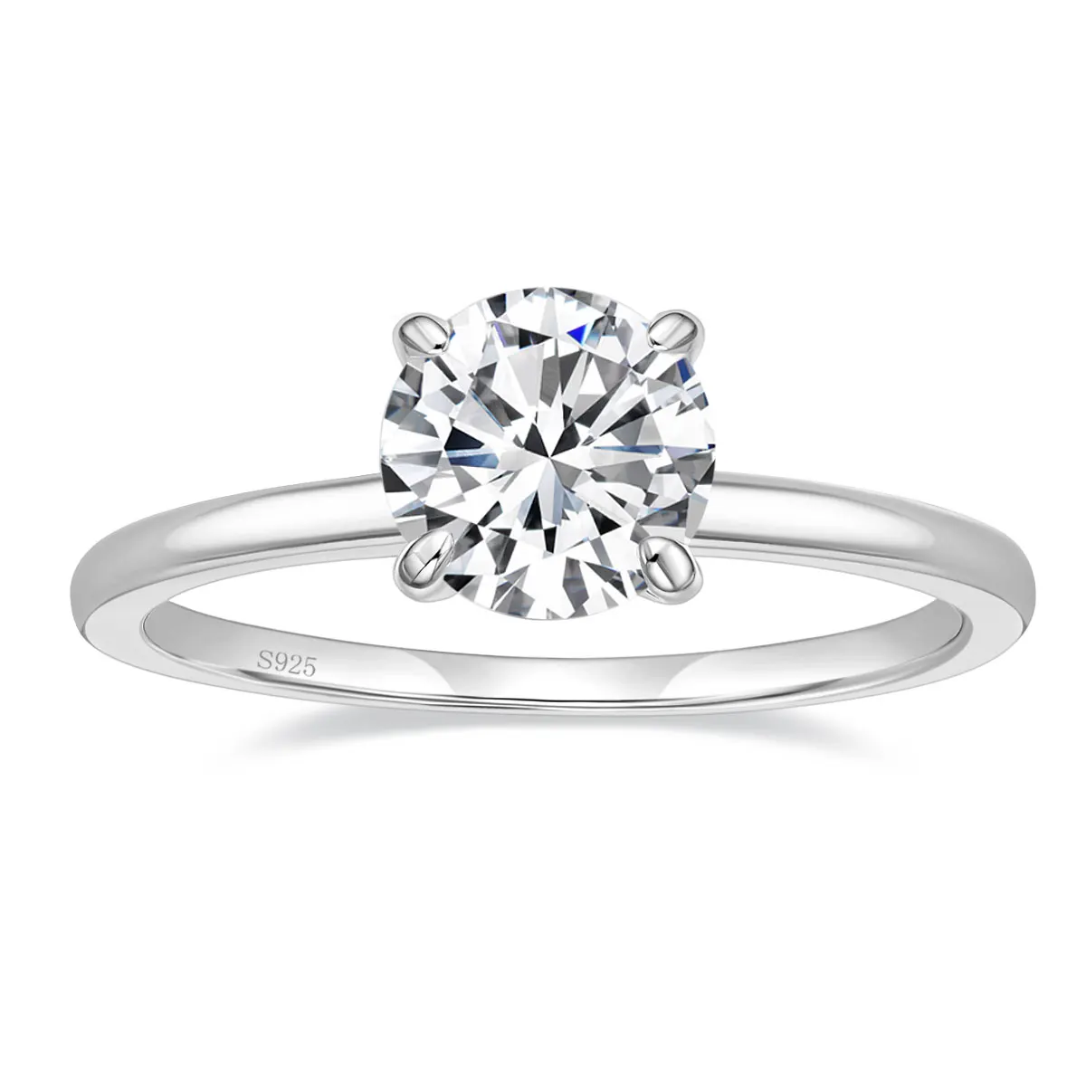 OAHLAN 925 Sterling Silver Rings Women Round Cut Solitaire Cubic Zirconia CZ Promise Rings Engagement Wedding Bands Size3-Size11