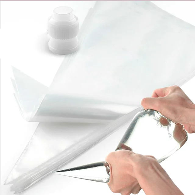 

Pastry Piping Bags 100 Pack 16in Disposable Cake Decorating Bags Anti-Burst Cupcake Icing Bags Plus 2 Couplers