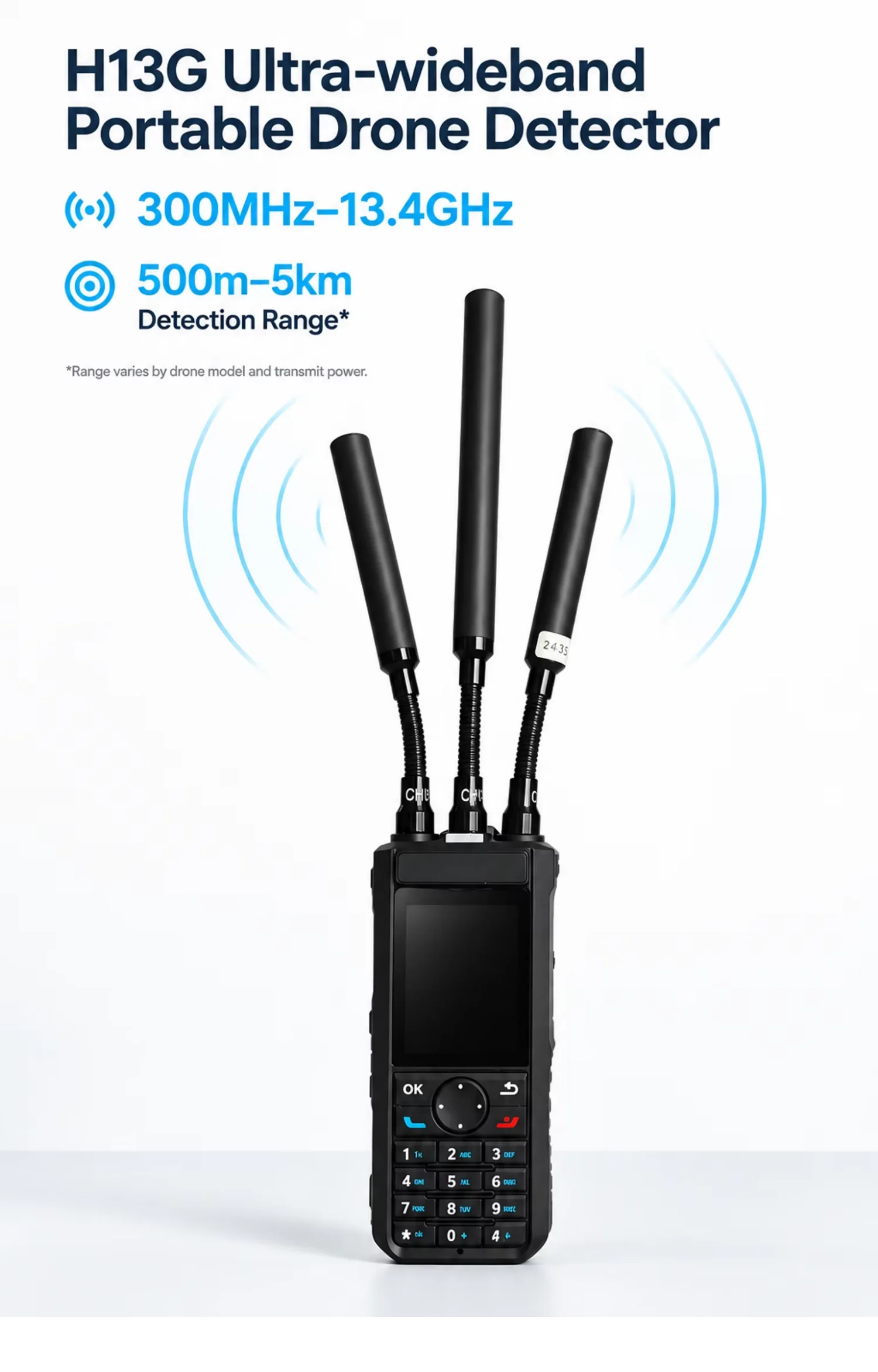 H13G Ultra-wideband Portable Drone Detector Handheld Drone Signal Finder
