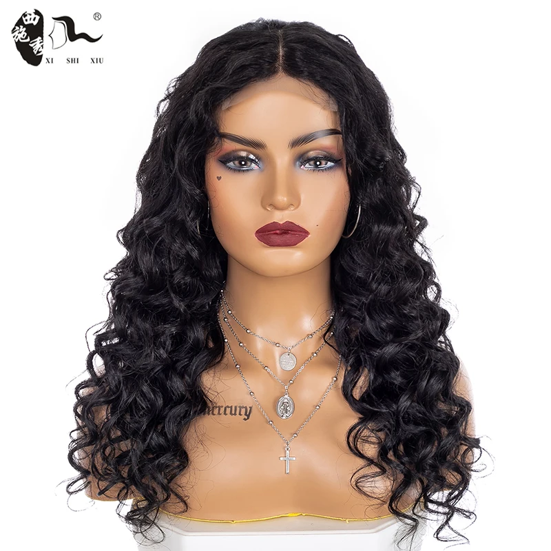 

XISHIXIU HAIR Made in China 20inch loose curl human hair blend For Factory Supplier 4*4 human hair blend wigs lace front wig