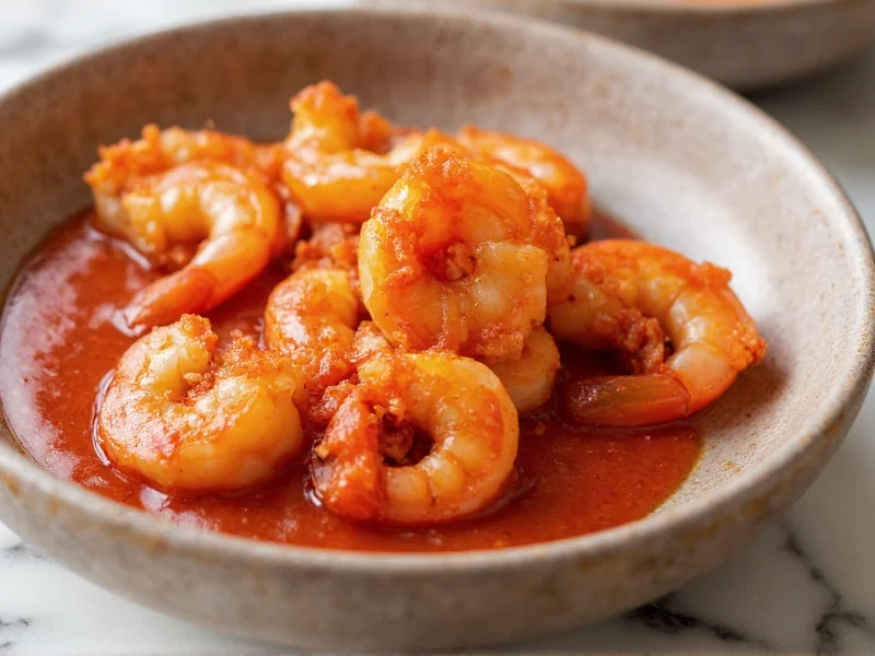 Homemade cocktail sauce with fresh shrimp