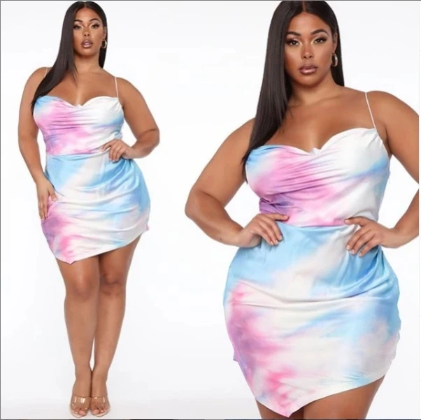 

2022 new arrivals summer tie dye casual dresses sexy halter skirt women plus size dress, As the picture show