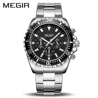 

Luxury Megir 2064 New Men Business Wristwatch Military Chronograph Date Clock Waterproof Stainless Steel Sport Mens Quartz Watch