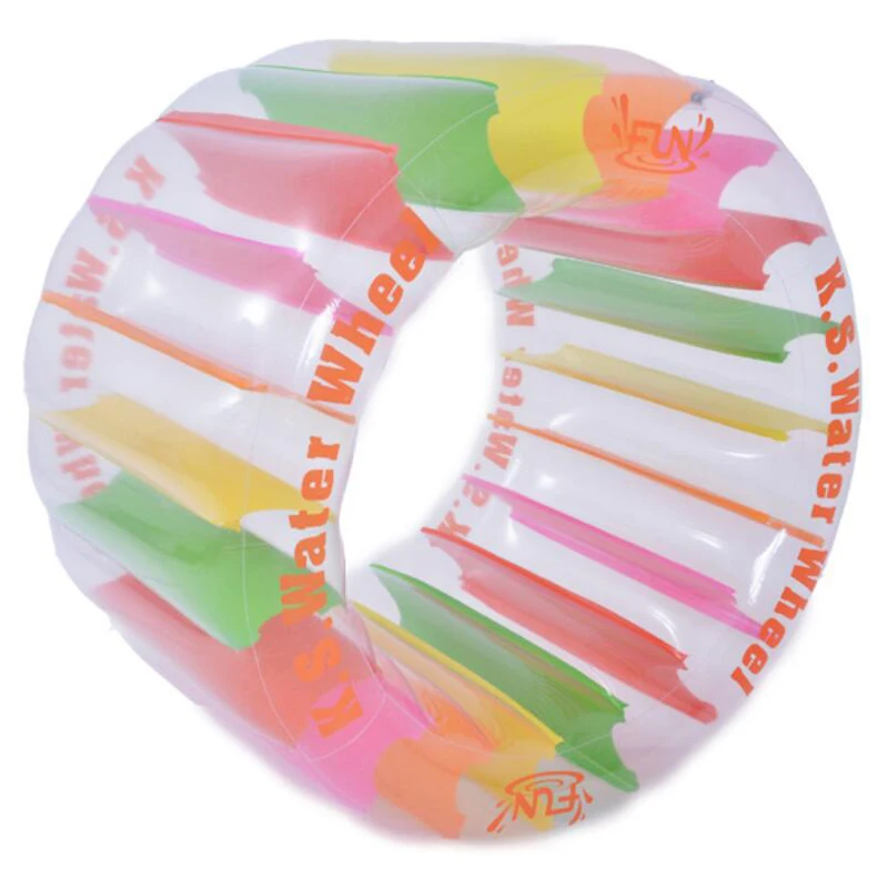 

2019 hot sale high quality bubble Rainbow Kids Fun inflatable rolling wheel, Transparent with colorful i-beam inside