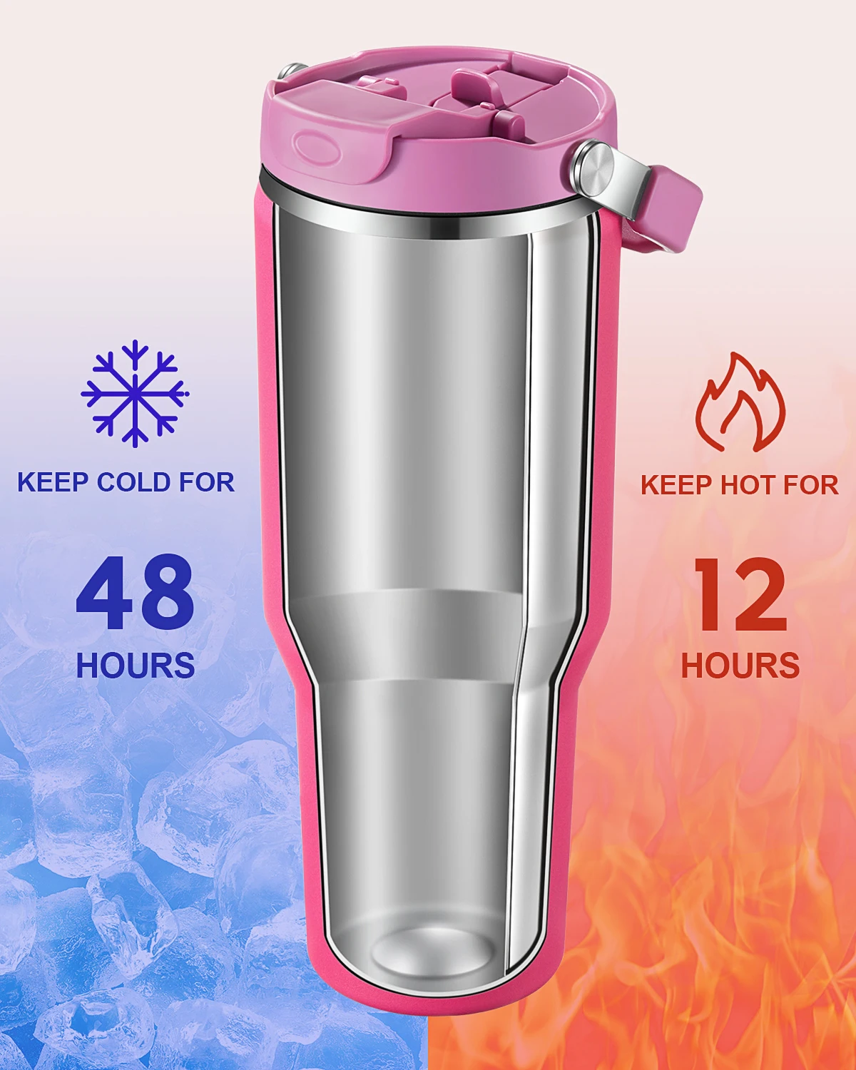 40oz Stainless Steel Tumbler Insulated Sports Water Bottle Patent Leakproof Lid Thermos Coffee Cup Vacuum Mug for Gym Outdoors