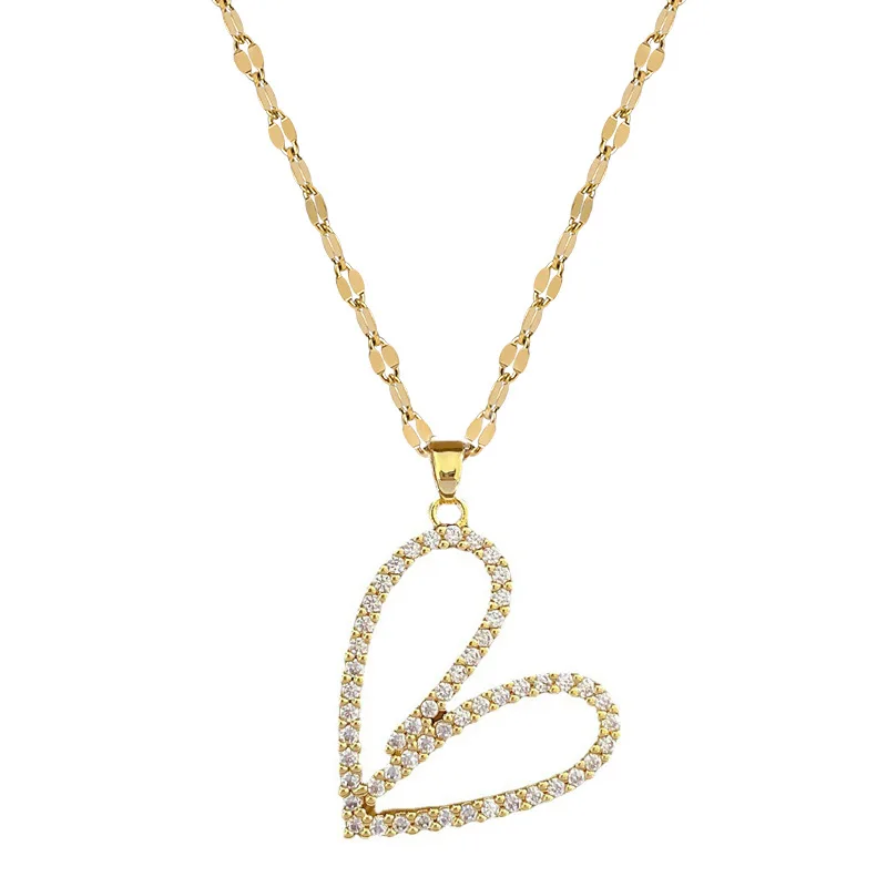 

Hip Hop Women CZ Love Heart Pendant Graffiti Handwriting Necklace Gold Lip Chain Necklaces