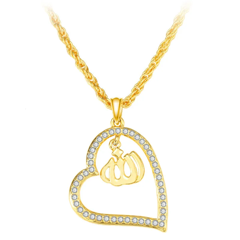 

Simple pendant necklace in the shape of a heart Muslim islamic necklace women`s sweater chain