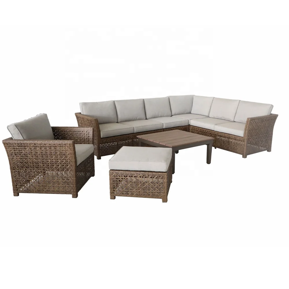
Leisure rattan garden set patio furniture outdoor sectional couch hand woven wicker sofa  (62322957730)