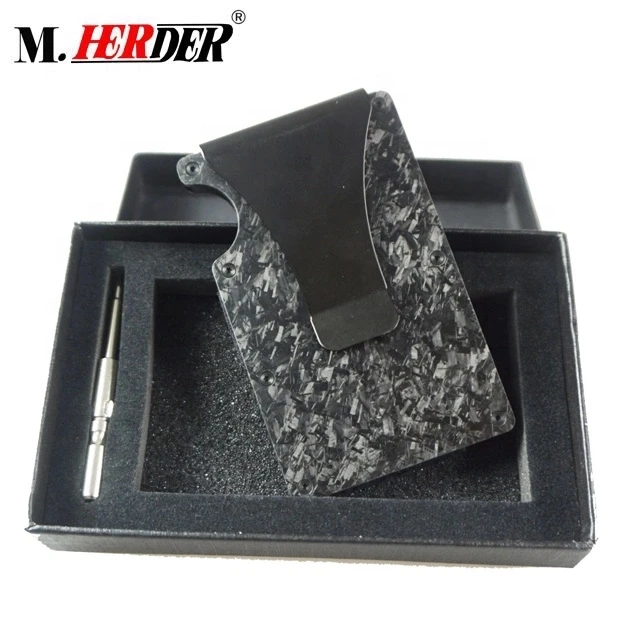 

Wholesale custom carbon fiber money clip wallet minimalist metal cardholder