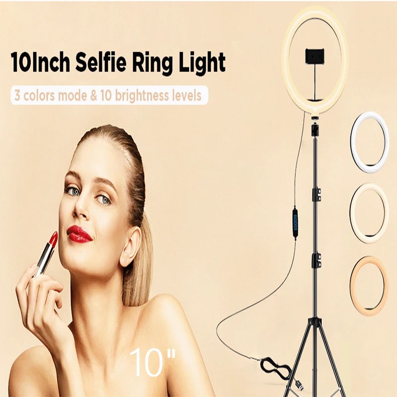 

Wholesale10inch/26cm ABS+PC Material camera light with 1.7M tripod standFor Photography