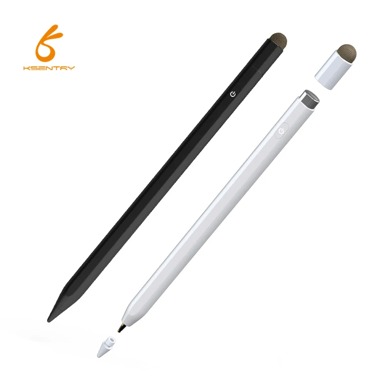 

Capacitive tilt function active palm rejection 2 in 1 stylus pen for android ipad apple pencil, White & black