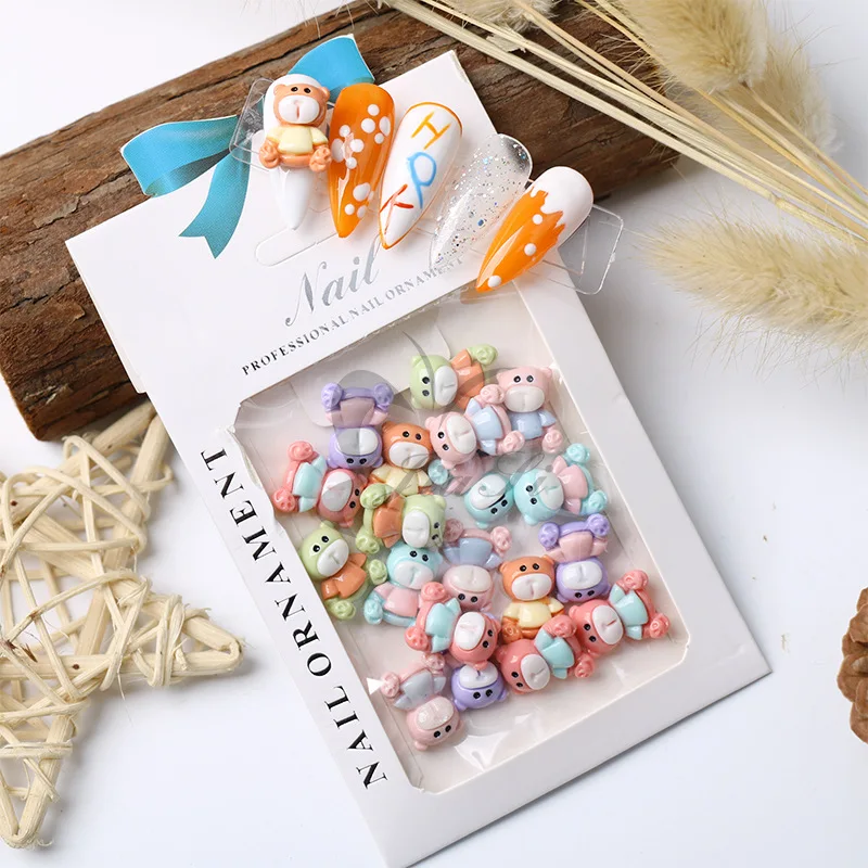 

Wholesale cute flatback bear resin small kawaii bow nail jewelry charm, As picture