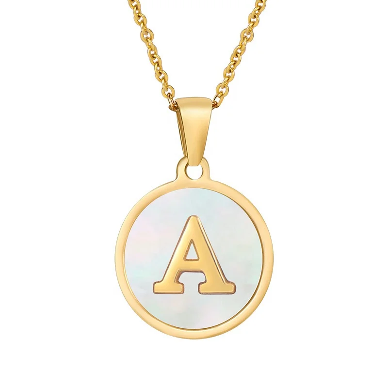 

gold plated jewelry sterling silver letter necklace birthday gift Men women with round custom silver pendant, White gold (rose gold, yellow are avaliable)