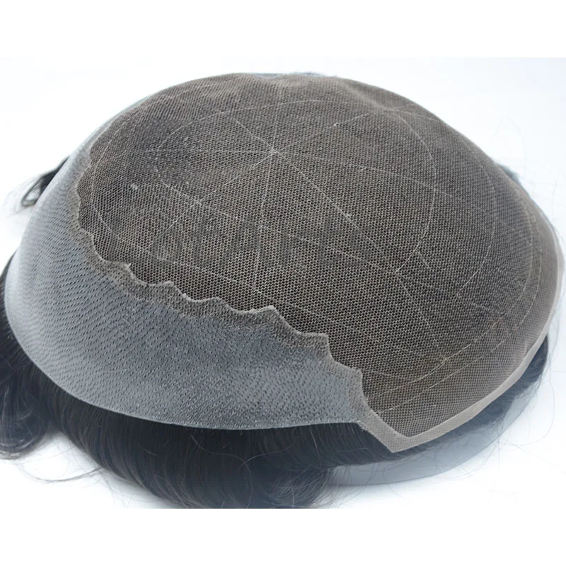 

Q6 type men toupee 8*10 1B# color invisible hairline men toupee