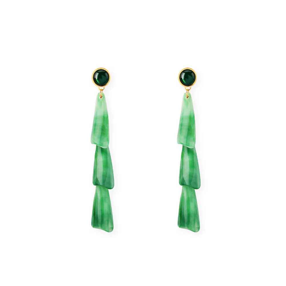 

Fashion New Design Green Acrylic Drop Earrings Colorful Acrylic Long Tassel Pendant Earring