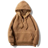 

2019 Unisex Casual Heavy Fleece Hoody Pullover Lamb Wool Hoodie Plain Blank Front Pocket Hoodies