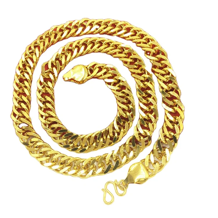 

Wholesale copper edging sand gold jewelry necklace euro coin male domineering chain fashion jewelry