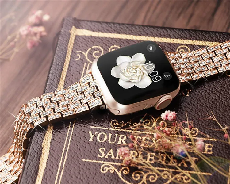

Luxury Diamond Crystal Stainless Steel Bling Strap Band For Apple Watch Series 1/2/3/4/5/6, Multi color