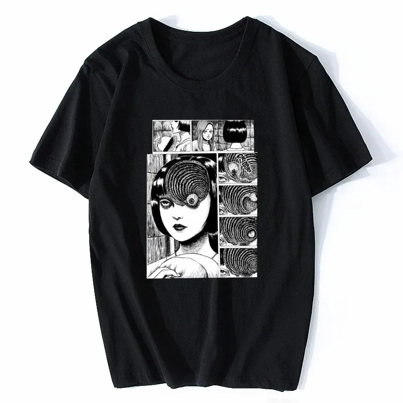 

Wholesale Uzumaki Cotton T Shirt Men Junji Ito Tees Horror Manga Tomie Tshirt Men Short Anime Japanese T-Shirt Men's Clothes