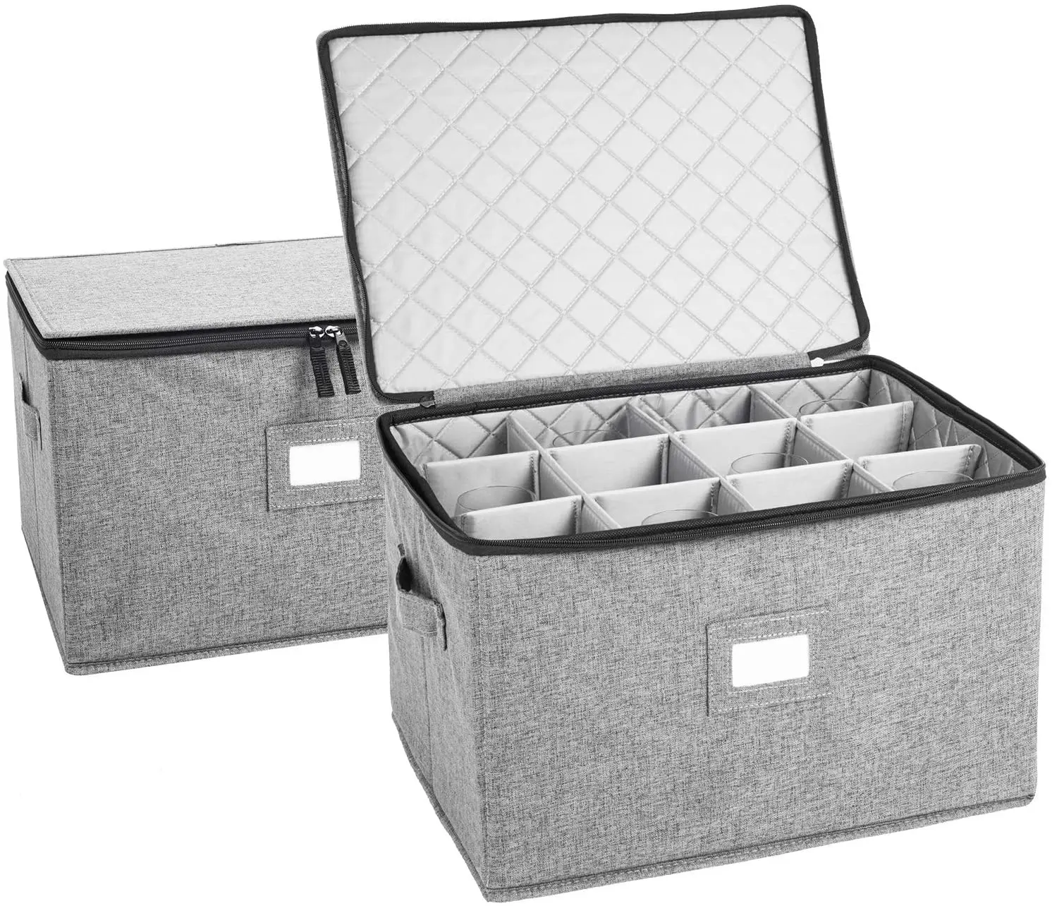 

Cup and Mug Storage Box, Holds 12 Coffee Mugs and Tea Cups, Fully-Padded Inside with Sturdy Construction, Grey