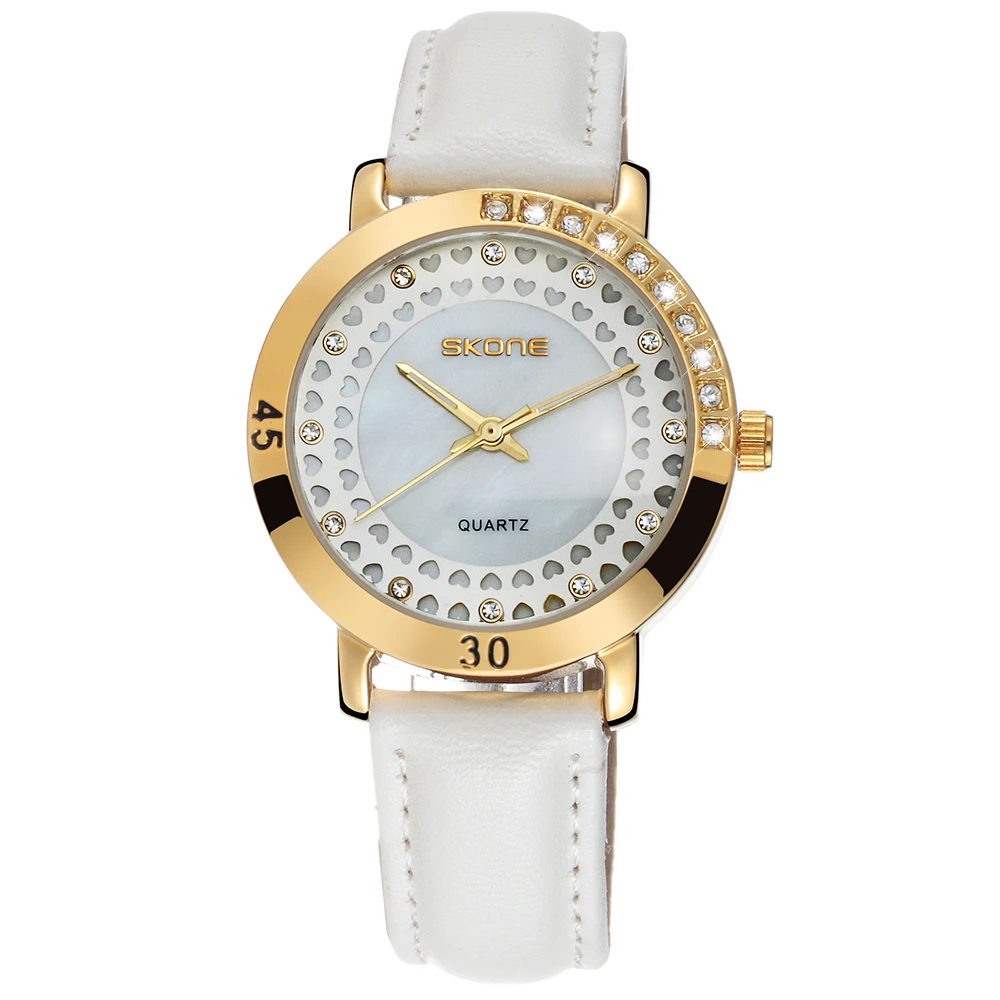 

Leisure Sport Outdoor Office pink white black luxury leather watch quartz for women