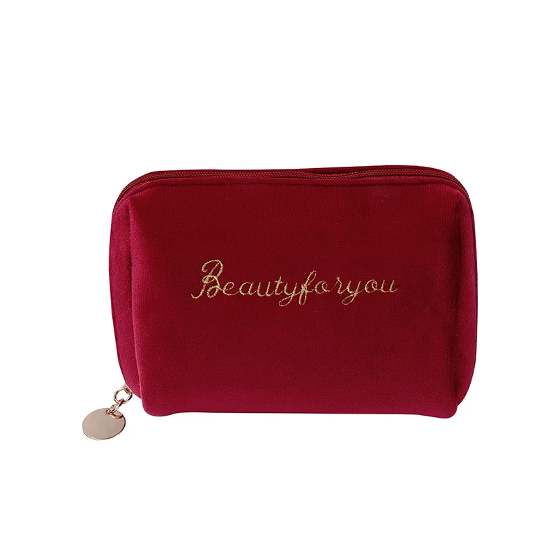 

Wholesale Solid Color Cosmetic Bag Soft Velvet Women Make Up Bag Travel Makeup Storage Organizer Toiletry Wash Bag, Customized