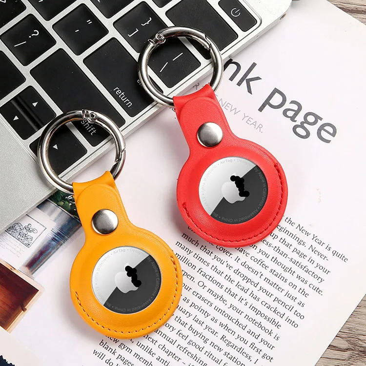 

Newest For Airtags With Key Chain Ring Holder Leather Smart Tracker Case Protective Cover Suitable For iPhone Airtag Tracker