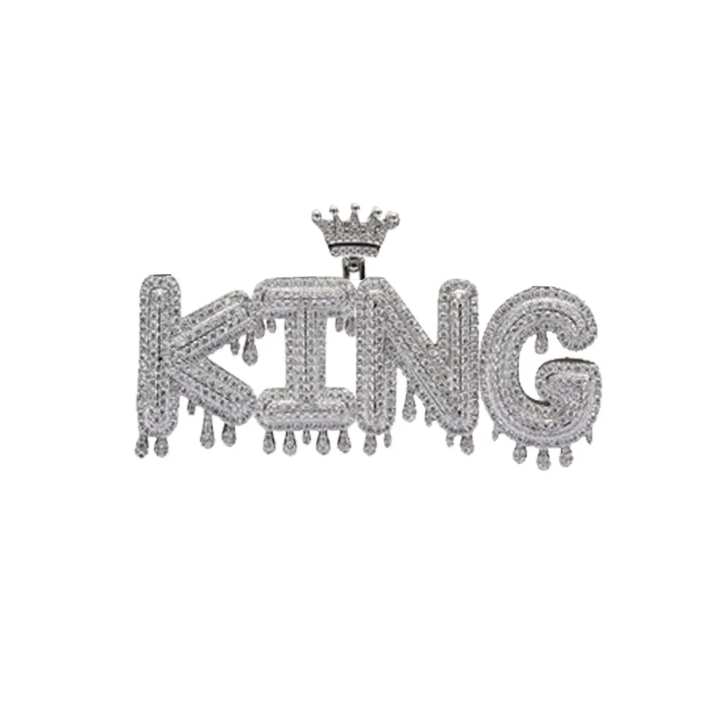 

Custom Name Cubic Zircon Crown Drip Iced Out Letters Chain Pendants & Necklaces For Men Hip Hop Jewelry With Chain