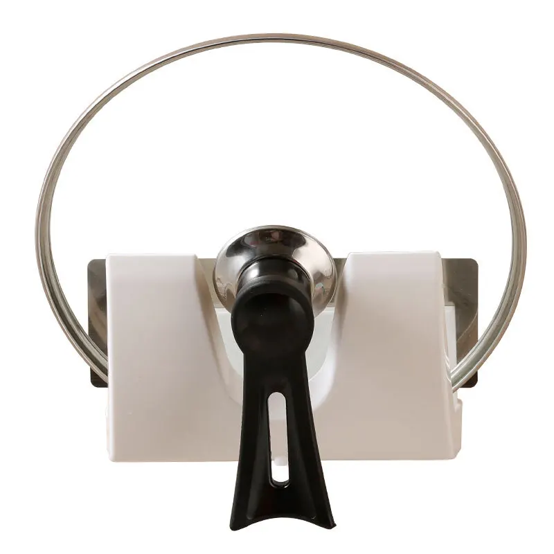 

Shuangqing Kitchen Wall Mounted Pan Hanging Racks singer Tire Shelf Pan Cover Rack, White